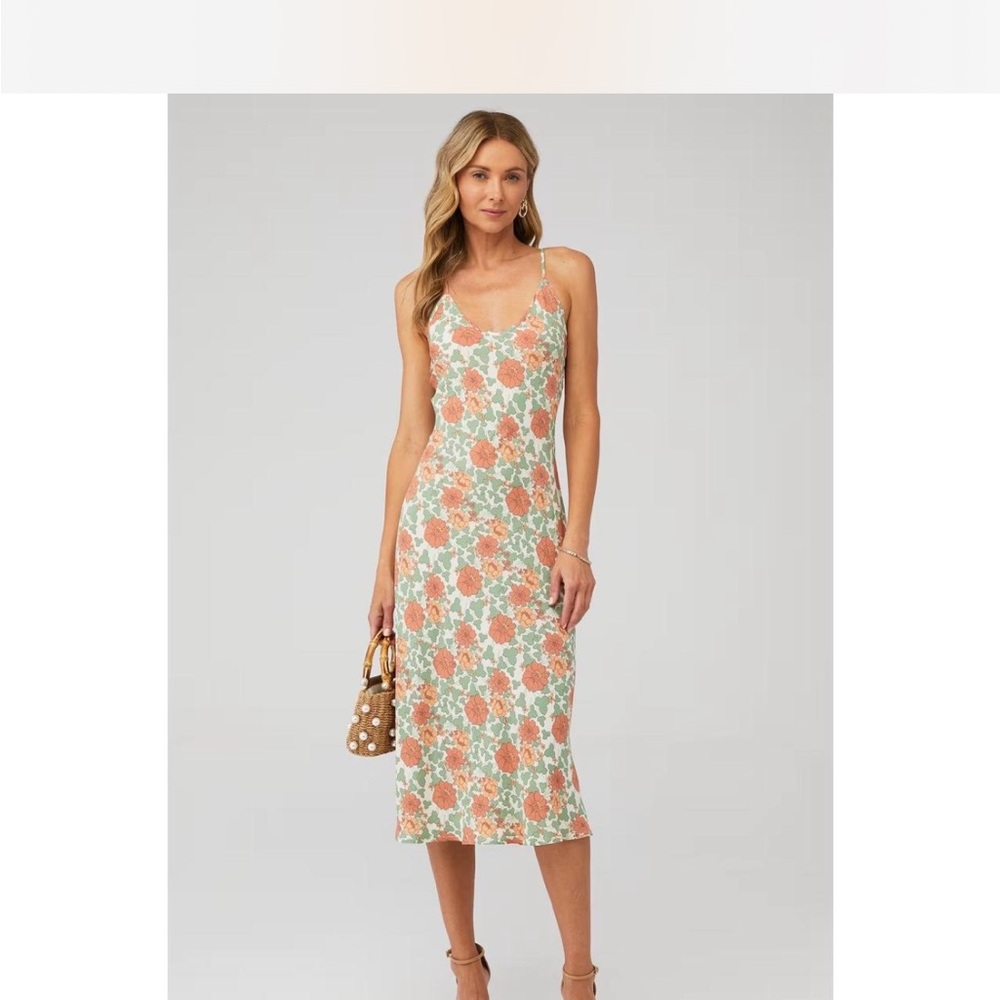 ROLLAS Pink/Green Floral Slip Dress